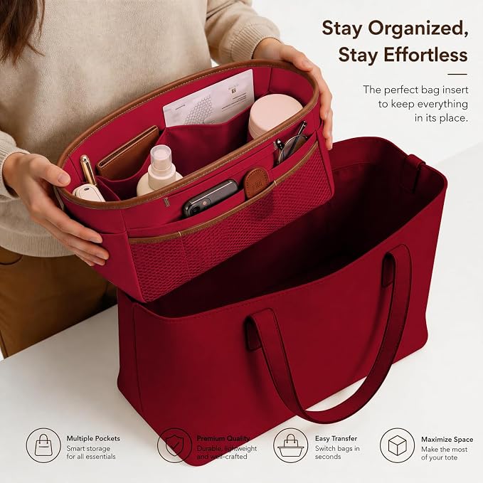 GIVLEFLY Purse Organizer Insert for Tote Bag, 12.99 Inch Satin Bag Organizer, Multi Pocket Handbag Organizer for Everyday Totes - Image 5