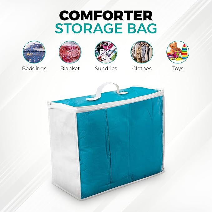 Clear Moving Bag (6-Pack) 20x20x8 - Zipper, Blankets, Breathable | Breathable Non-Woven Sides, Foldable, Comforters, Bedding, Clothes, Sweaters, College, Dorm, Packing - Image 2