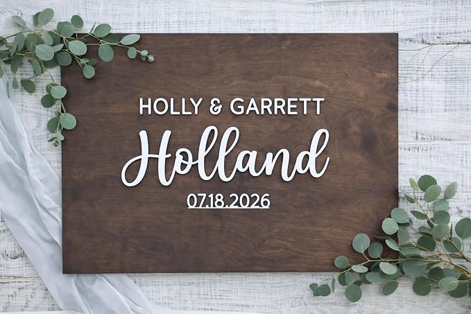 Personalized Last Name Guest Book, Unique Guest Book Sign, Custom Alternative Guest Book, Wooden Guest Book, Wedding Ceremony Guestbook Sign (Design 12) - Image 2