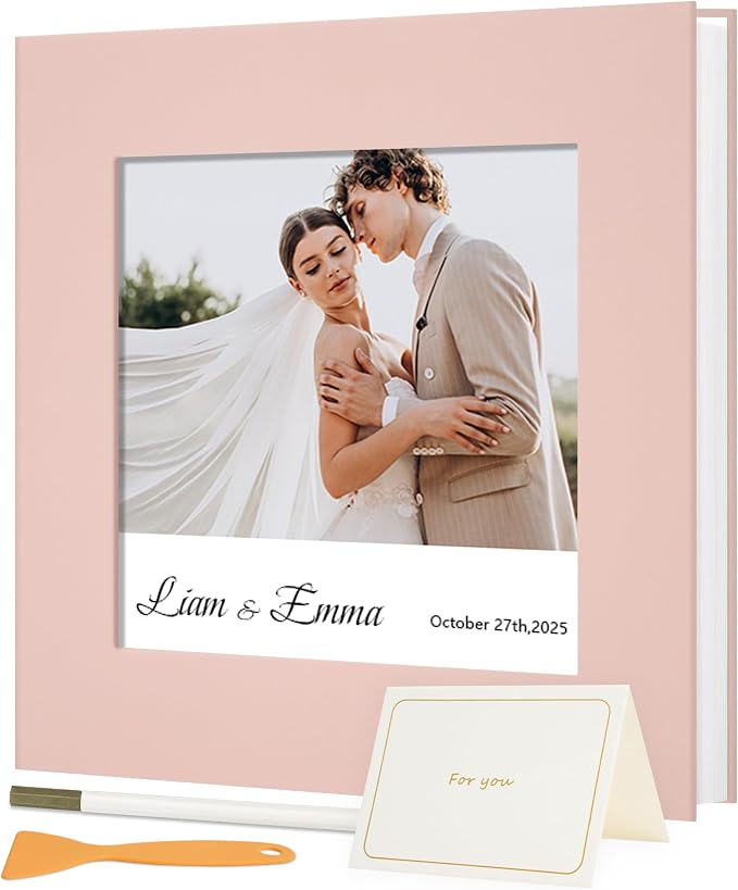 Vienrose Photo Album Self Adhesive for 4×6 & 8×10 Pictures, Pink, Fabric Cover Scrapbook Album, DIY 40 Blank Pages for Wedding, Family, Travel, Gift, Milestone Memories by Vienrose