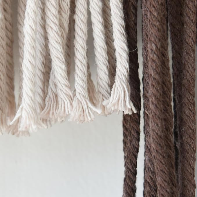 Jakalin Macrame Wall Hanging Brown Geometric Fiber Art Living Room 33" x57" | Geometric Dip-dyed Macrame Wall Art With Rich Brown-red Tones, Boho Texture, Artisan Character, and Home Style. - Image 7