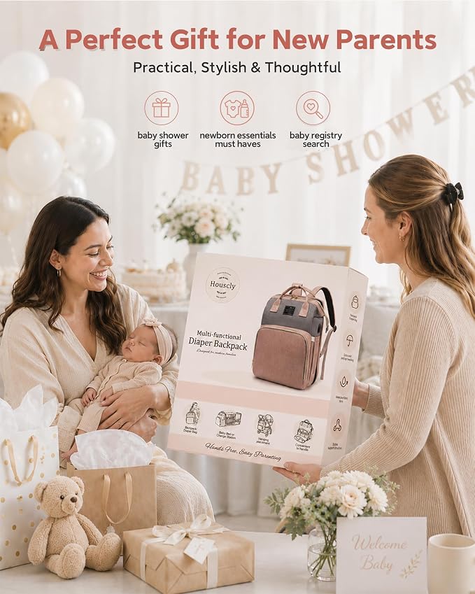 houscly Diaper Bag Backpack with Changing Station, 25L Large Capacity | Multifunction baby bag, baby registry search, baby girl newborn essentials must haves, baby shower gifts, green - Image 9