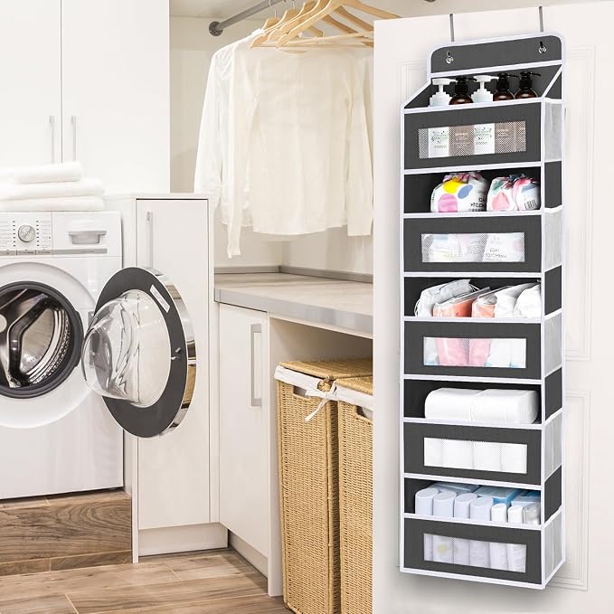 Upgrade Pocket 2 Pack Over The Door Organizer Storage, 5 Shelf Hanging Door Organizers with 10 Large Capacity Pockets, Anti Tilt 48 lb Load Behind Door Organizer for Bedroom, Bathroom, Pantry - Image 2