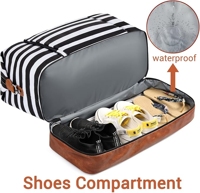 TIBES Travel Weekender Bag for Women, Overnight Bag with Shoe Compartment | 3PCS Large Travel Duffel Bag for Gym, Travel, Hospital, Business Trip, Carry On Tote, Wet & Dry Separation, Water Resistant - Image 4