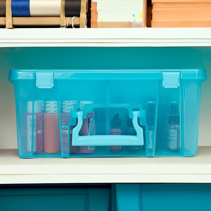 ArtBin 6990AA Super Satchel Double Deep, Portable Art & Craft Organizer with Handle, [1] Plastic Storage Case, Aqua Mist - Image 7