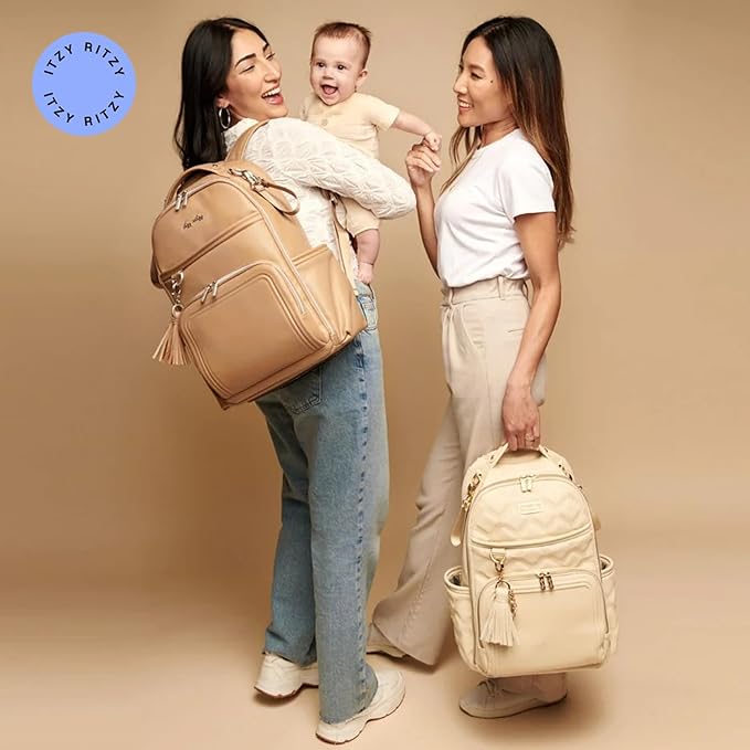 Itzy Ritzy Boss Plus Large Diaper Bag Backpack with 19 Pockets (Chai) | Includes 2 Insulated Bottle Pockets, Changing Pad, Stroller Clips, Comfortable Padded Straps, Easy-to Clean, Travel-Ready - Image 7