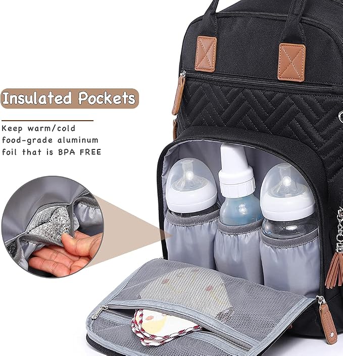 iniuniu Baby Diaper Bag Backpack, 4 in 1 kit Large Capacity Travel Backpack | Waterproof Backpack for Moms Dads,Travel Backpack with Pouch,Washable Changing Pad, Baby Essentials - Image 9