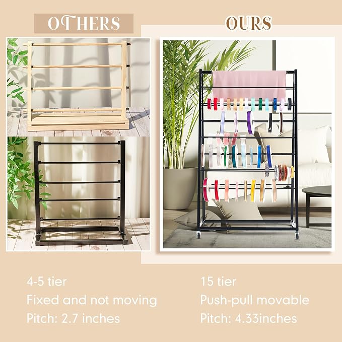 15 Tier Metal Ribbon Organizer Movable Ribbon Holder for Craft - Image 5