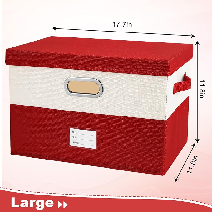 Large Linen Fabric Foldable Storage Bins with Removable Lid and Handles, Washable Storage Box Organizer Containers Baskets Cube with Cover for Bedroom,Office(Black&Cream, Large(2-Pack)) - Image 6