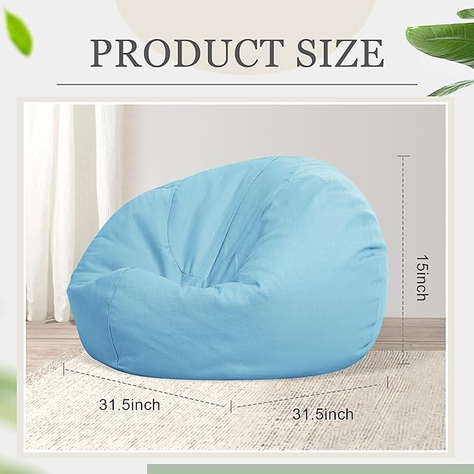 Sliner 2 Pcs Stuffed Storage Bean Bag Chair Cover for Kids Adults (No Filler) Stuffable Zipper Beanbag Cover for Organizing Plush Toys or Foam(23.5 * 23.5 * 25.5inch,Cotton,Light Pink and Light Blue) - Image 2