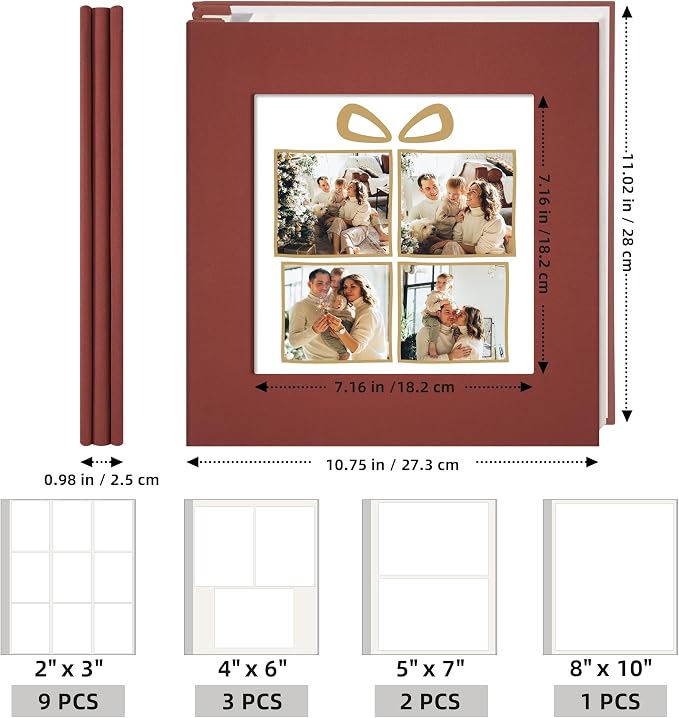 Vienrose Photo Album Self Adhesive for 4×6 & 8×10 Pictures, Red, Fabric Cover Scrapbook Album, DIY 40 Blank Pages for Baby, Family, Gift, Travel Memories - Image 3