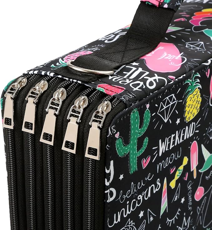 600-Slot Colored Pencil Case, 5-Layer Zipper with Shoulder strap and Handle | Organizer Bag for Pencil Storage Case for Artist Painter Office Sketch Travel Supplies - Image 3