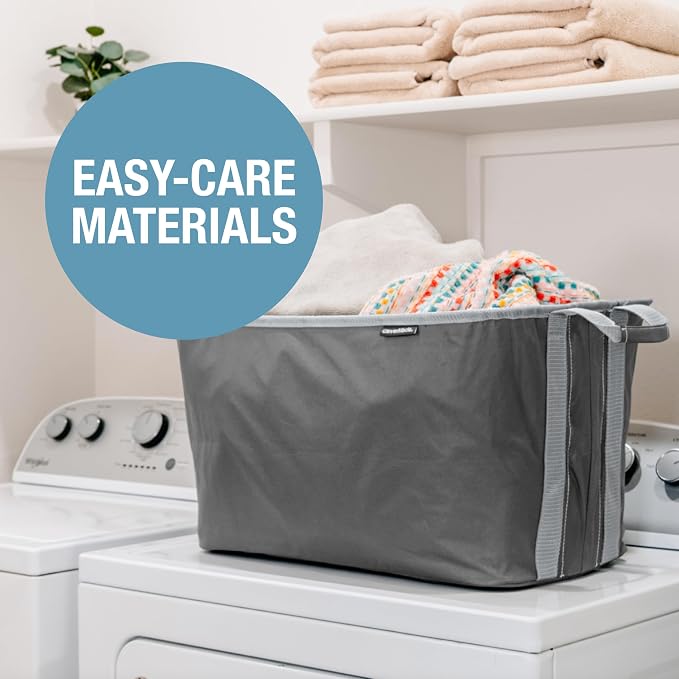 Collapsible Laundry Basket - Denim/Shadow Gray(2PK) | Clear Floor Space Between Laundry Days | Each Basket Holds 55 lb, Stays Upright While Loading, and Folds to 1.25 Inches - Image 6