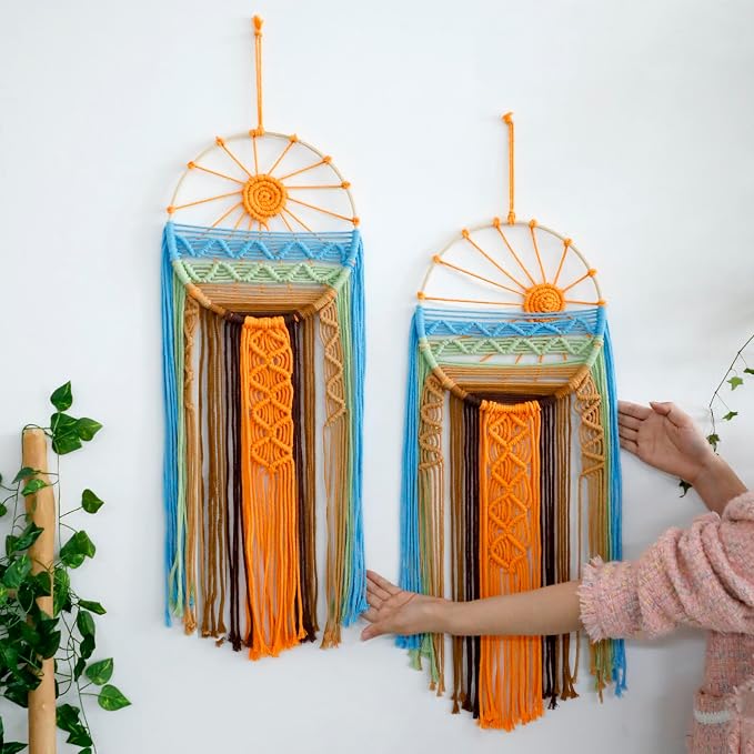 Artilady Macrame Wall Hanging Tapestry Sunshine Decor, Boho Dream Catcher | Large Wall Tapestry, Handmade Woven, Farmhouse Rustic, Colorful Sunburst Wall Art, Bedroom Living Room Apartment Home Decor - Image 2