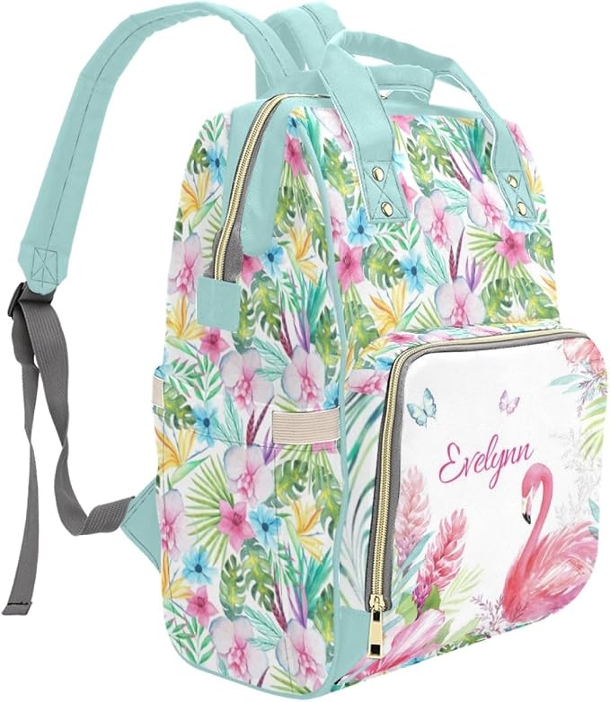 Custom Diaper Bag Personalized Flamingo Casual Nursing Mommy Daypack with Insulated Pocket Customized Cute Diaper Bag Backpack with Name or Holiday Travel - Image 3