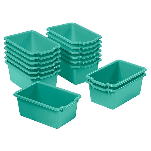 ECR4Kids Scoop Front Storage Bin, Multipurpose Organization, Emerald, 15-Piece by ECR4Kids