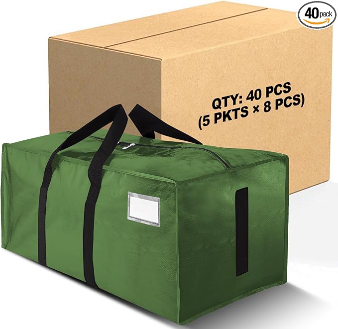 HOMESURE Supports 200lbs Heavy Duty Moving Bags - Strong Zipper & Wrap-Around Handles - Water-Resistant Storage Totes, Durable Alternative to Moving Boxes - 40 Pack - Olive Green by HOMESURE