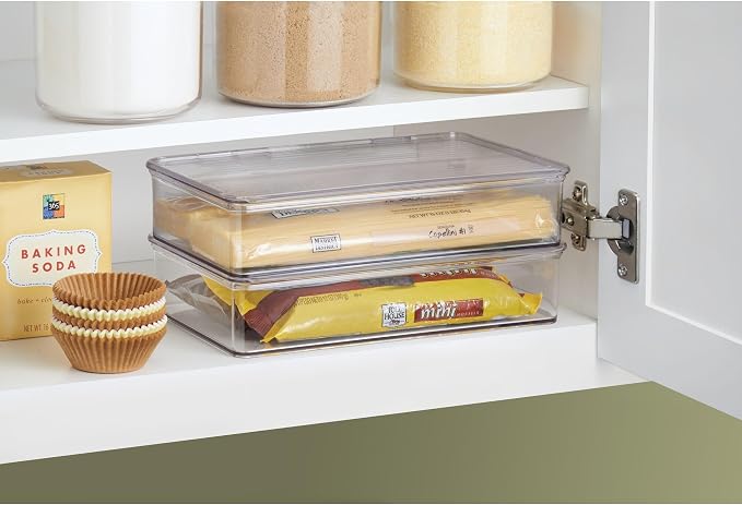 iDesign Kitchen Binz BPA-Free Plastic Stackable Organizer Box with Lid - 7.26" x 10.75" x 2.37", Clear | Stackable Storage Bin with Lid - Image 5