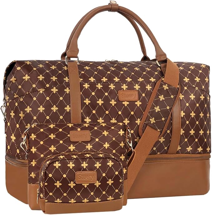 Weekender Bag, Large Travel Duffel Bag for Women, Carry on Overnight Bag with Shoe Compartment and Toiletry Bags by Stuery