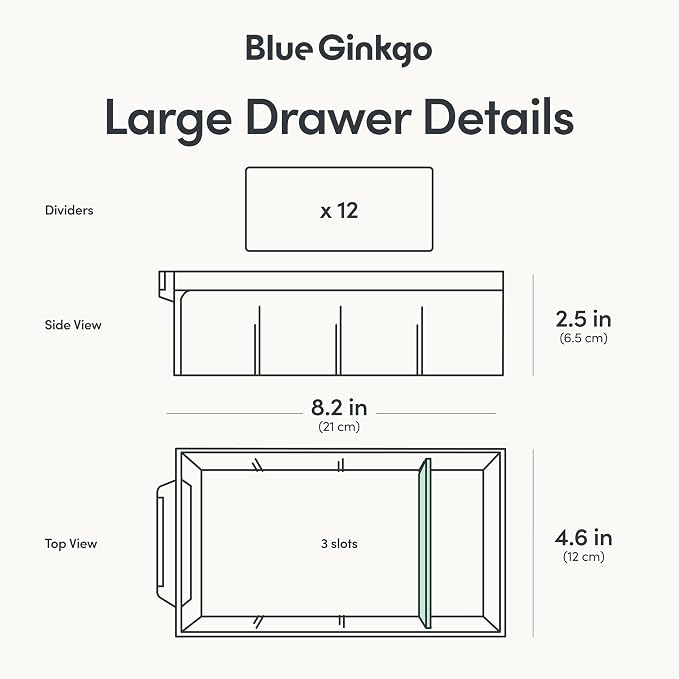 Blue Ginkgo 12-Drawer Storage Cabinet Organizer, Grey, Made in Korea | Stackable. Adjustable. Easy Visibility. - Image 4