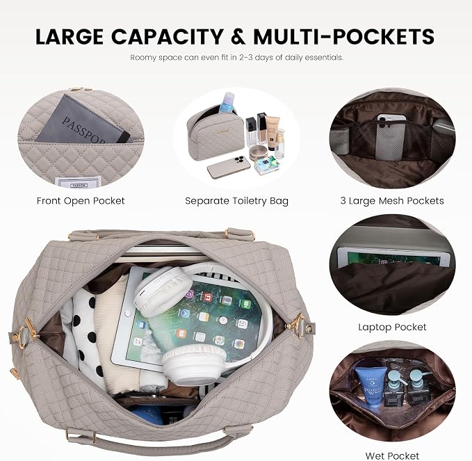 LOVEVOOK Travel Duffle Bag,Weekender Bags for Women with Shoe Compartment，Carry on Overnight Bag with Toiletry Bag,Gym Duffel Bag with Wet Pocket, Hospital Bags for Labor and Delivery - Image 3