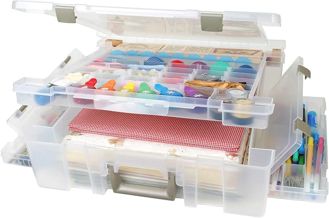 ArtBin Super Satchel Deluxe Divided Base Organizer with Drawers, Clear | Divided Base with Drawers, Large Portable Craft Storage, Secure Latches, Carry Handle, Durable Plastic - Image 7