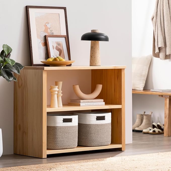 Dreamcountry 11 Inch Cube Storage Bins, Storage Cubes with Handles, 4 Pack Cotton Rope Basket for Shelves, Cube Storage Organizer forToys, Book, Clothes, Home, Office, Nursery, White/Brown - Image 4
