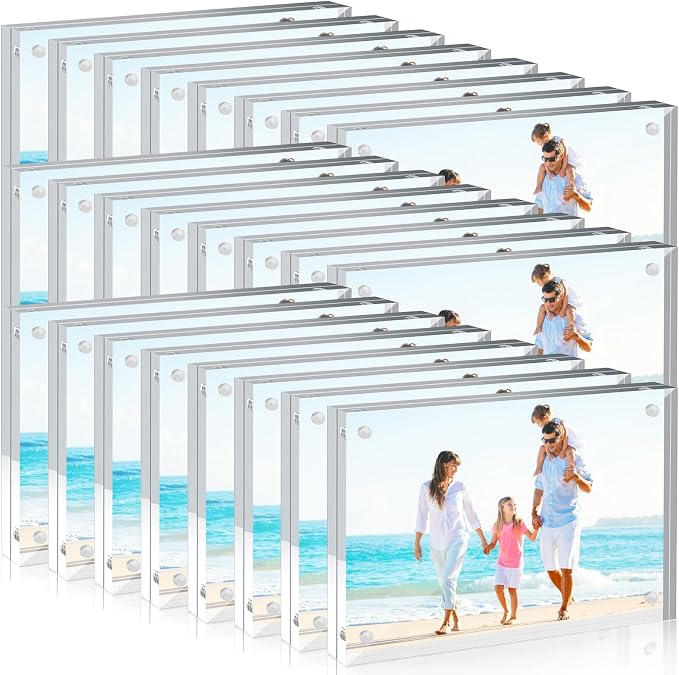 4x6 Acrylic Picture Frames 24 Pack, Clear Double Sided Photo Frames | Magnetic Photo Frames 20mm Thicker Desktop Display Frame Wedding Table Numbers for Bedroom Home Office by kuchisity
