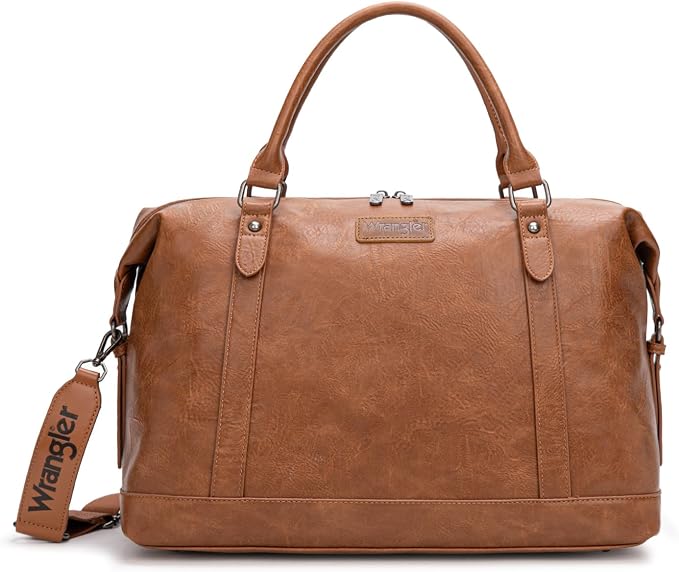 Wrangler Duffel Bag Large Travel Weekender Bag for Women Waterproof Carry on Overnight Bag for Gym,Trips,Weekends,Brown - Image 7