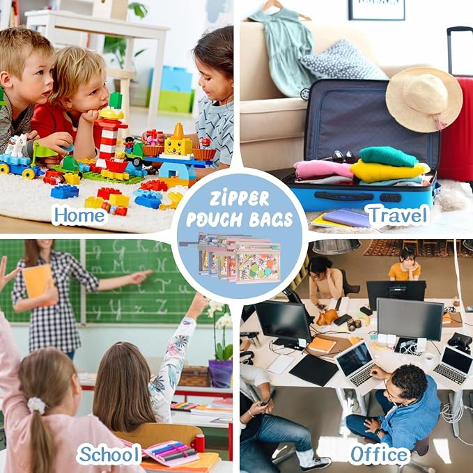 Colored Mesh Zipper Pouch Bags, 5 Pcs A4 & 5 Pcs A5 Double-Layer Toy Storage Bags With Zipper, Nylon Board Game Storage, Breathable See Through Pouch With Handle Pocket For School Office Games - Image 5