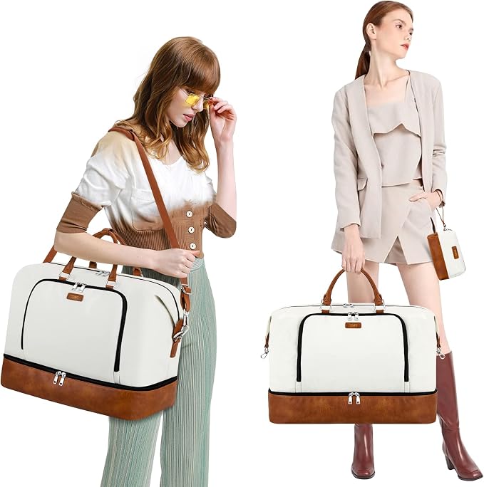 TIBES Travel Weekender Bag for Women, Overnight Bag with Shoe Compartment | 3PCS Large Travel Duffel Bag for Gym, Travel, Hospital, Business Trip, Carry On Tote, Wet & Dry Separation, Water Resistant - Image 2