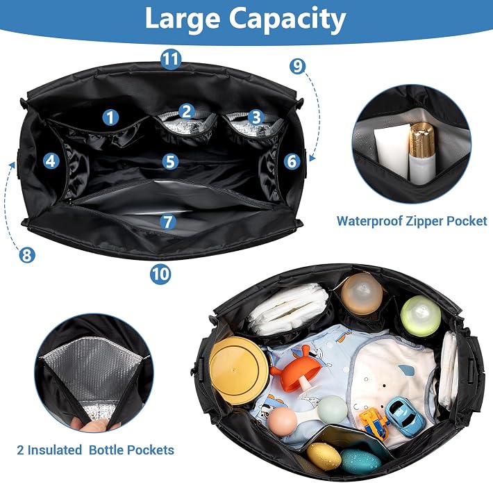 Diaper Bag Tote for Baby, Large Hospital Mommy Bag for Labor Delivery | Lightweight Puffy 4pcs Diaper Tote with Changing Pad, Toiletry Bag and Pacifier Case, Travel, Hospital, Newborn Essentials - Image 3