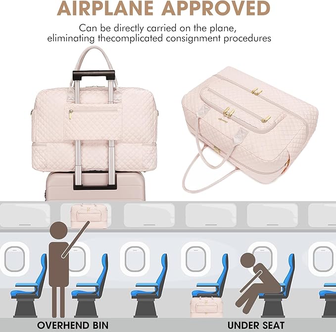 Large Women's Travel Duffle, Weekender with Shoe Compartment, Carry On Overnight Bag, Gym Duffel with Wet Pocket, Hospital Bags for Labor and Delivery 3 PCS Set - Image 5