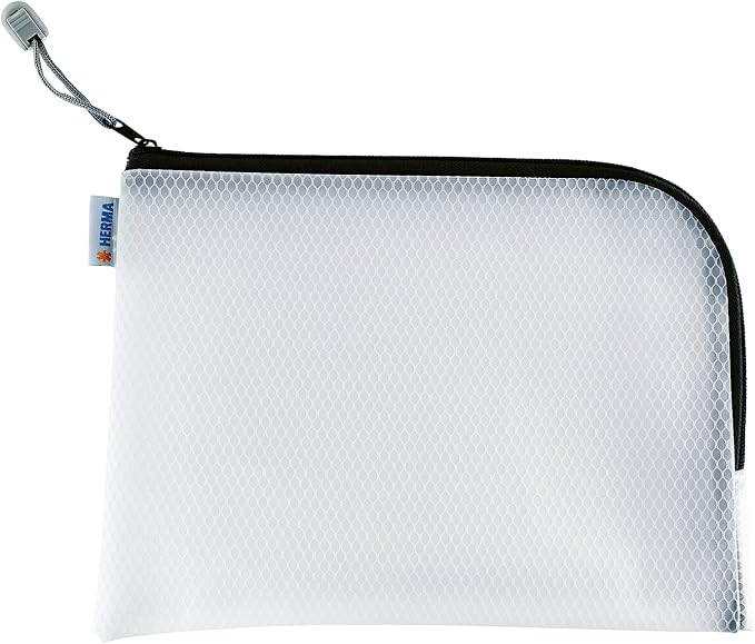Herma 20021 Zip Toiletry Bag A5, transparent (26 x 20 cm) small zippered travel pouch for cosmetics, liquids, make-up, toothbrush, clear cosmetic bag with zipper in black by HERMA