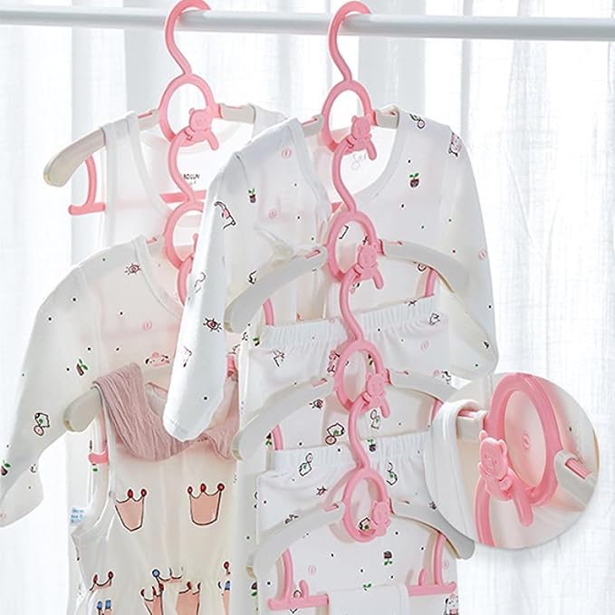 Baby Clothes Hangers 50 Pack, Plastic Kids Hangers Space Saving for Closet | Pink Hanger for Toddler Girl, Lightweight Anti-Slip Cascading Adjustable Children Infant Hangers, Ganchos para Ropa de Bebe - Image 2