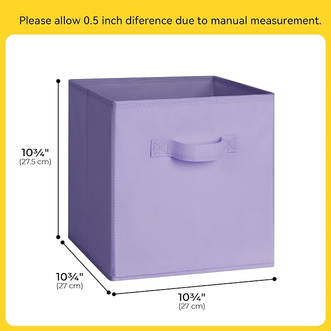 Cupic Cupid 6-Pack 11x11 Cube Storage Bins, Cube Bins, Purple Gradient | Foldable, Reinforced Front Handle, Holds Toys, Books, Accessories and More, Fits Closet, Shelves, Playroom, Cubby - Image 2
