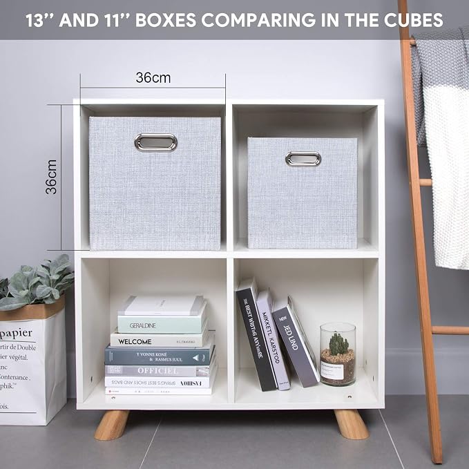 Posprica 11 Inch Cube Storage Bins for Organization, Fabric Storage Cubes Closet Storage Bins for Cube Organizer, Thick and Heavy Duty Storage Baskets for Shelves, 4pcs, Sliver Grey - Image 7