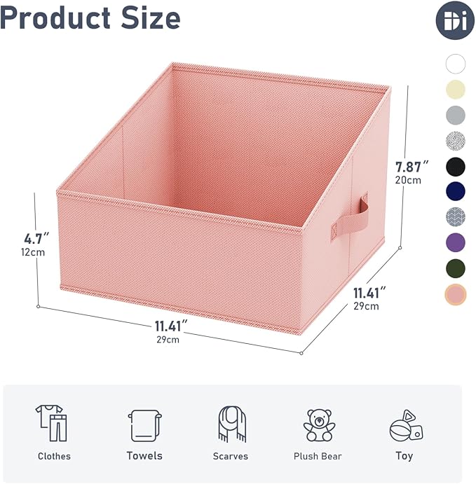 DIMJ Closet Storage Bins 12 Pack - Fabric Storage Baskets for Shelves, Collapsible Clothes Organizer with Handles, Trapezoid Shelf Organization Storage Cubes for Purse, Toys, Books, Towel, Clothes - Image 4