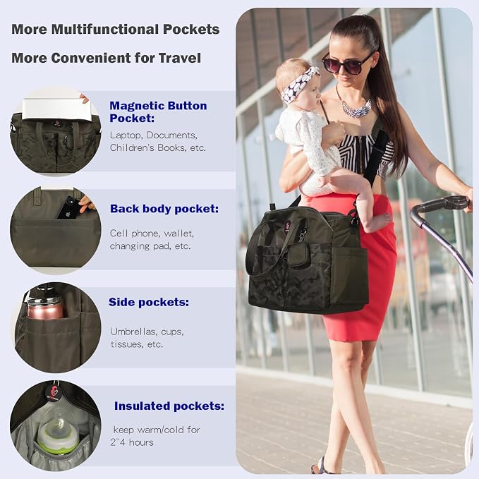 Diaper Bag Tote: Large Tote Baby Bag Boy Diaper Bag Stylish Girl Diaper Bag,Shoulder Mommy Bag - Image 5