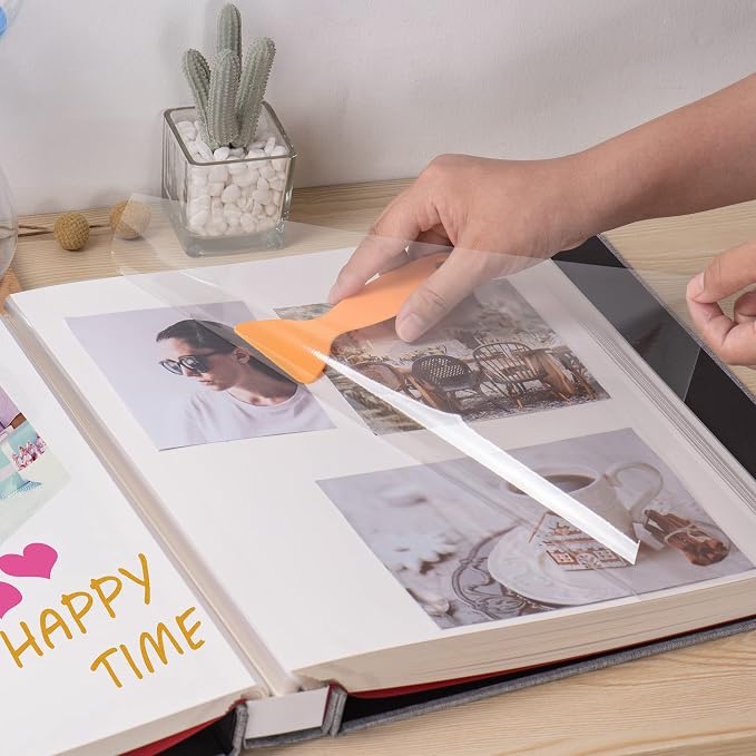 Large Photo Album Self Adhesive 4x6 5x7 3x5 8.5x11 Scrapbook Magnetic Album DIY Scrap Book Length 13 x Width 12.8 (Inches) 120 Sticky Pages Linen Cover DIY Photo Album (Grey) - Image 2