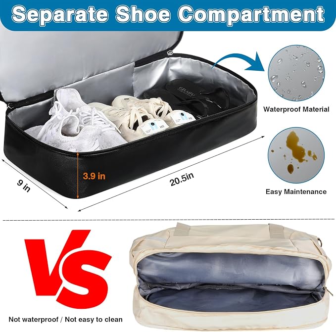 ITIEZY Weekender Bag for Women 21.5" Travel Duffel Large Carry On Bag 3PCS | Nylon Duffel Bag with Waterproof Shoe Compartment, Crossbody Bag and Toiletry Bag, Travel Weekend Hospital Overnight Gym Bag - Image 4