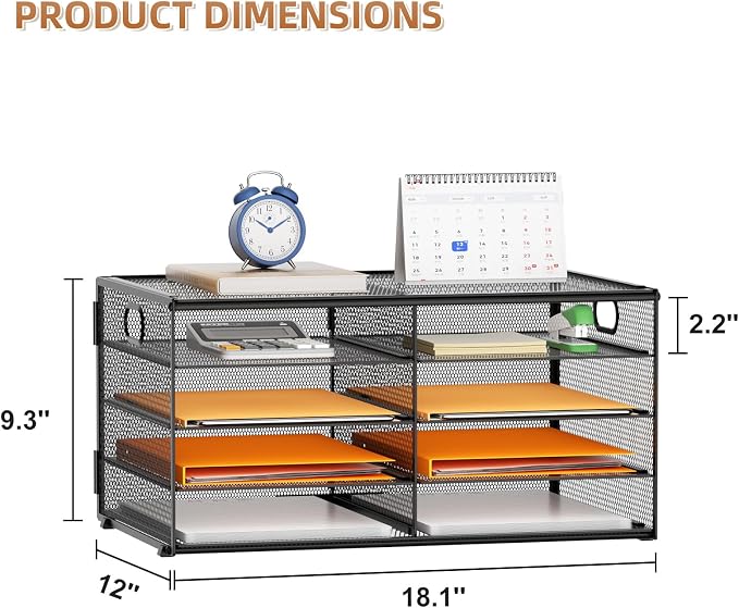 Marbrasse 5 Tier Desktop Literature Organizer, Mesh Paper Organizer Desk Organizers, File Sorter Mail Center Paper Storage Cabinet Classroom Keepers Mailbox for Office Home School, Black - Image 3