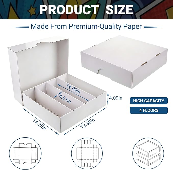 Trading Card Storage Box, 3120 Count Cardboard Card Storage Box with Dividers, 2-Pack 4 Row Card Boxes for Sports Cards, Baseball Cards, TCG, Bulk Card Storage - Image 2