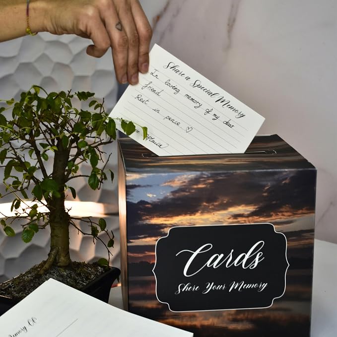 All-In-One Funeral Guest Book Set – Elegant Memorial Guestbook, Funeral Register Book, 60 Memory Cards, Collection Box, Black Pen, Table Sign, Celebration of Life Guest Book, Memorial Keepsake - Image 8