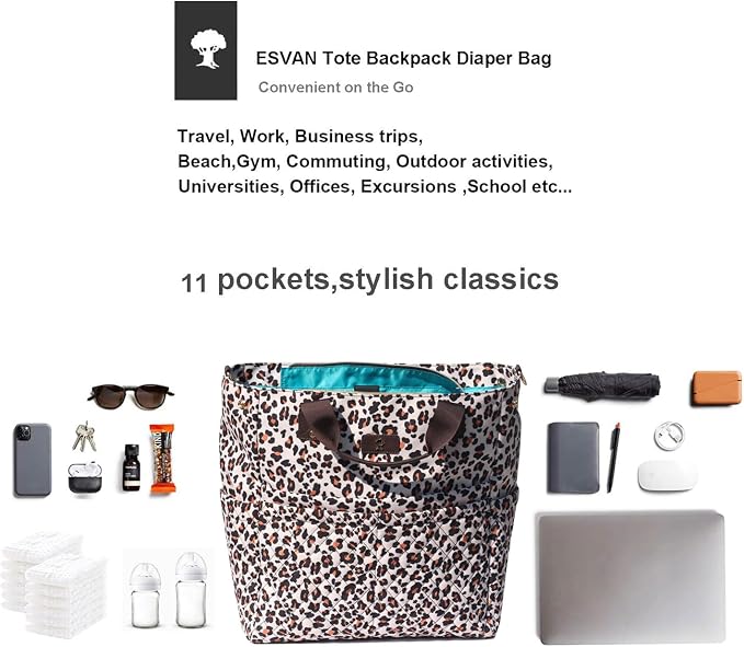 Diaper Tote Bag Totepack Backpack Crossbody Bag 3 in 1 for Women Laptop Backpack Multifunctional with Insulated Pockets - Image 6