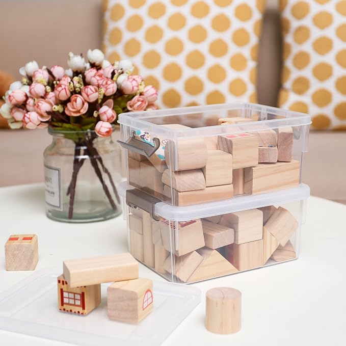 8Packs 1.3Qt Small Storage Bins with Lids,Stackable Clear | Containers with Lids for Crafts, Beads, Stationery, Toys and Accessories. Stackable to Save Space to office,home - Image 5