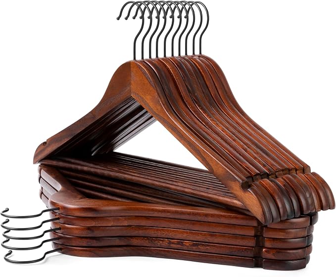 JS HANGER Wooden Hangers 20 Pack - Durable & Slim Coat Hanger - Suit Hanger with 360-Degree Rotatable Hook - Wood Hangers with Shoulder Grooves by Unknown
