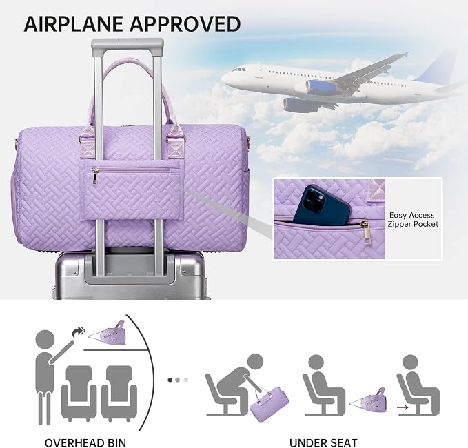 Duffle Bag for Travel, Weekender Bag with Shoe Compartment, Carry On Overnight Bag for Women with Toiletry Bag, Gym Bag with Wet Pocket, Hospital Bags for Labor and Delivery Beige - Image 2