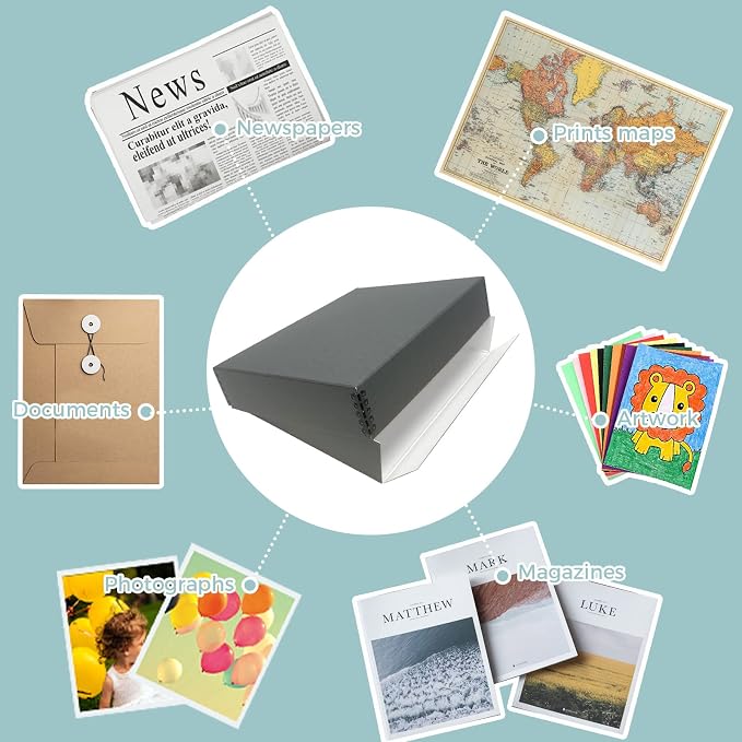 Golden State Art, Drop Front Archival Storage Box, Gray, 11.75x15.25x3 Inch | Acid-Free Museum Box with Metal Edge Corner, for Storing Artwork Photos Documents Prints Arts And Crafts - Image 6