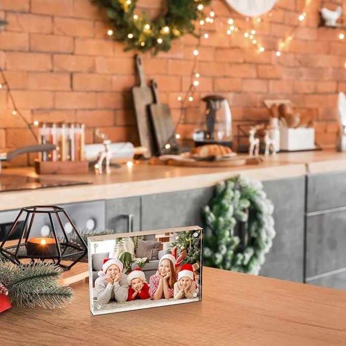 4x6 Acrylic Frame 5 Pack,24MM Thicker Frameless Clear Picture Frames | Freestanding Double Sided Magnetic Picture Frame,Acrylic Picture Frames for Desktop Display with Microfiber Cloth,Gift Ideal - Image 7